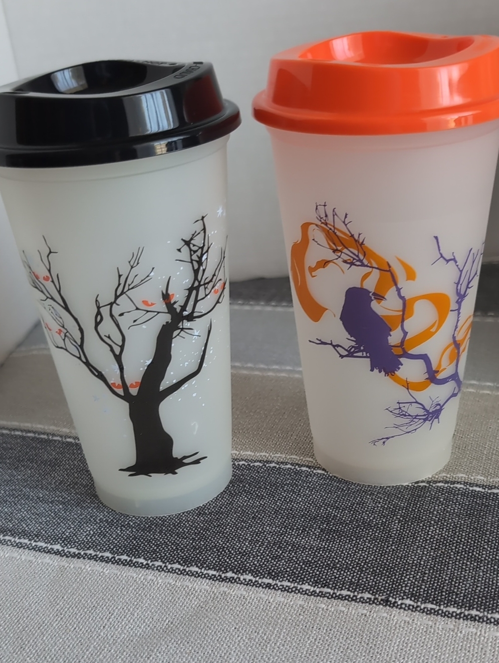 Reusable Travel Mug with Black and Orange Lids - Set of 2